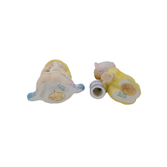 Two Vintage Cabbage Patch Kids Porcelain Figurines Girl with Puppy and Baby - Picture 6 of 10